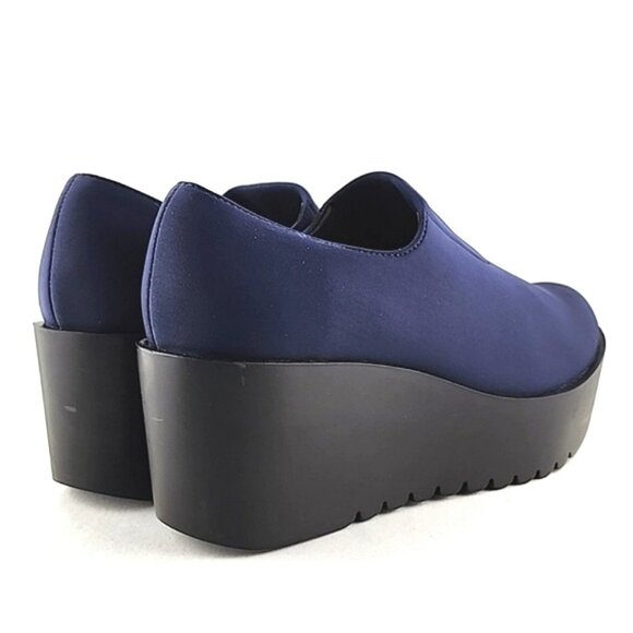 Donald Pliner Women's Cape Blue Black Wedge Platform Shoes Stretch Size 7.5M - Picture 6 of 16